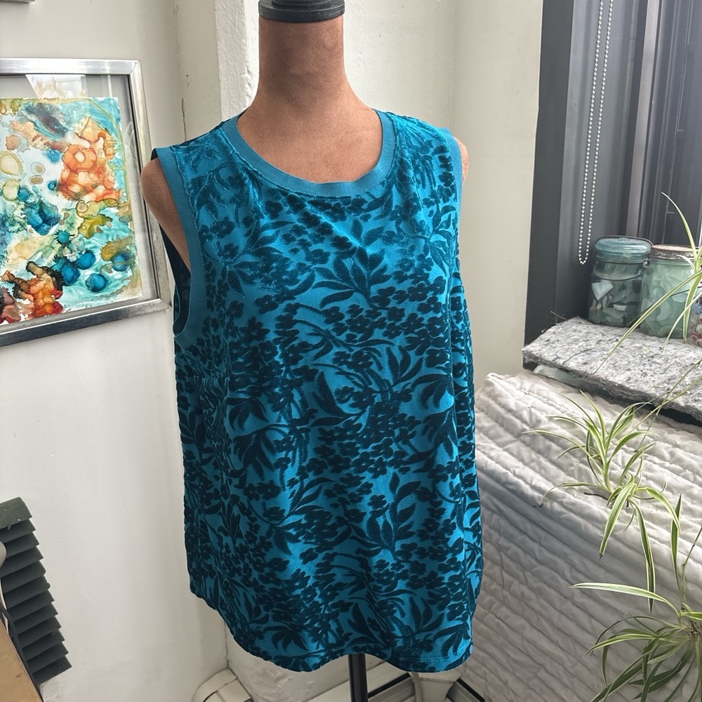 Apt. 9 Teal Floral Sleeveless Blouse